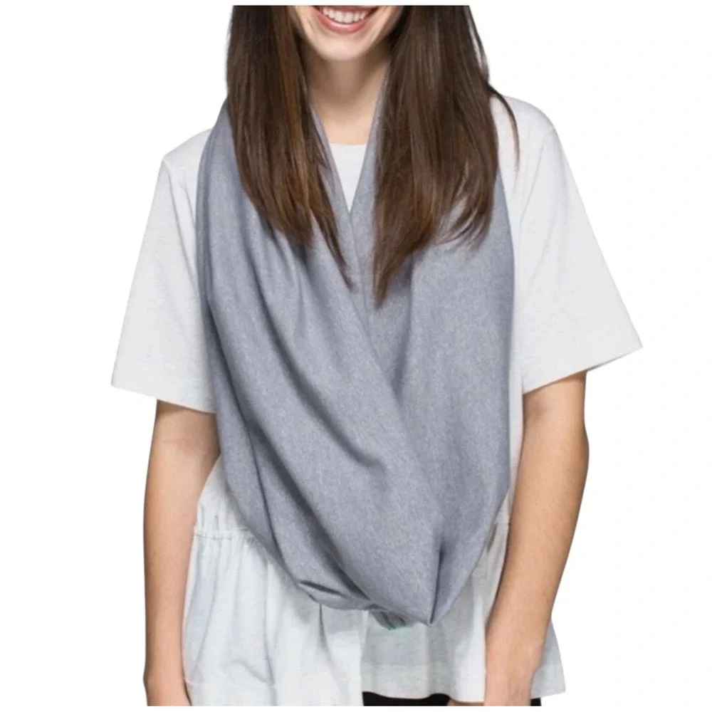 Lululemon Striped Infinity Scarf Snaps Mint Green Grey Women's Accessory‎ Rulu